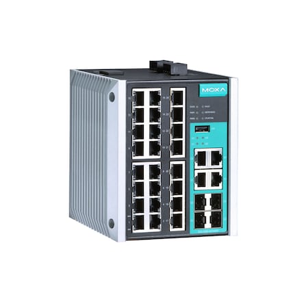 Moxa Mgd Gigabit Eth. Swtch W/ 24 10/100Baset(X)Ports, Eds-528E-4Gtxsfp-Hv-T EDS-528E-4GTXSFP-HV-T